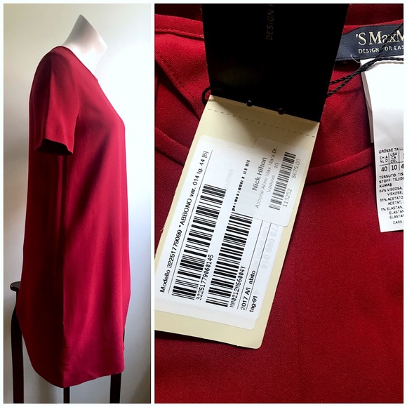 'S MaxMara $675 Crimson Abbono Shift Midi Dress - Picture 5 of 5